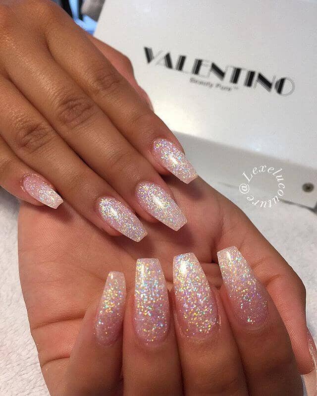 Absolutely Perfect White Glitter Nails