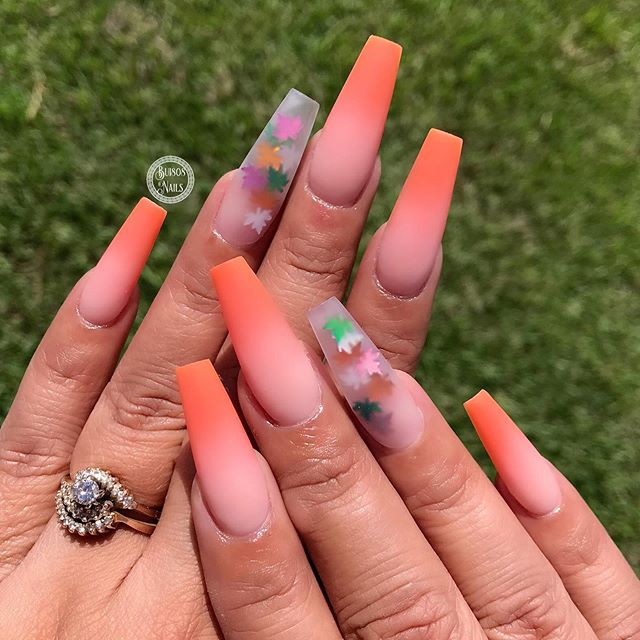  Peach And Grapefruit Summer Nails