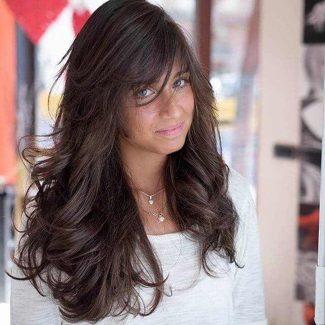 Long Feathered Side Swept Bangs