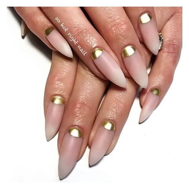 Pointed Pink and Gold Nails for You