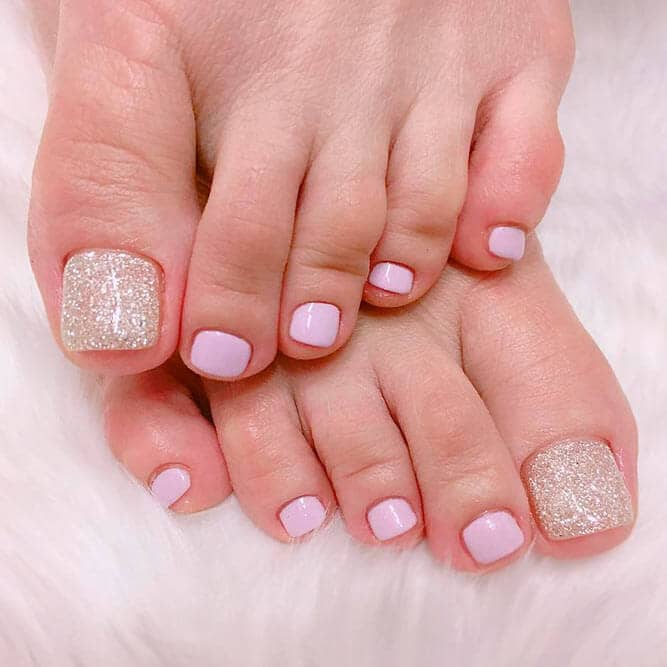 Soft Baby Pink Nails with Glitter