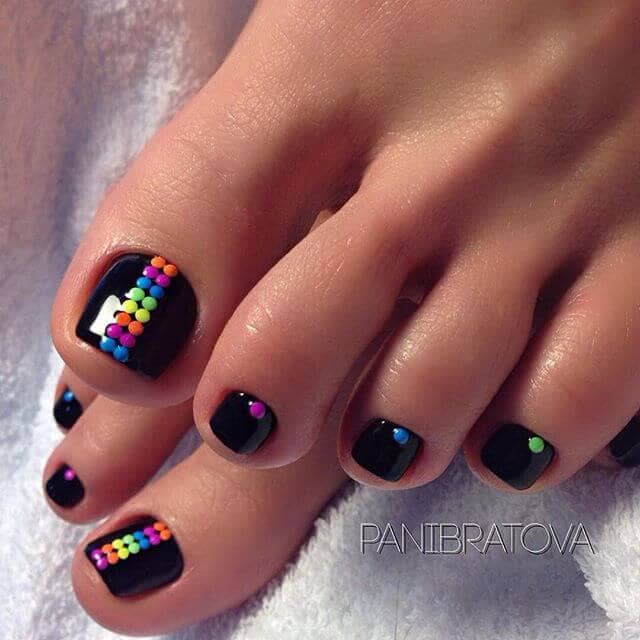 Black and Rainbow Polka Dot Nails for You