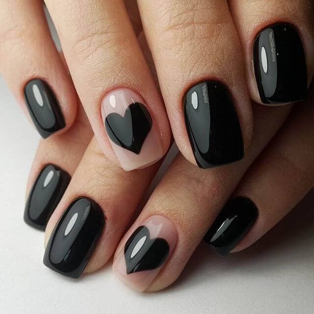 Morticia Addams Valentine’s Day manicure