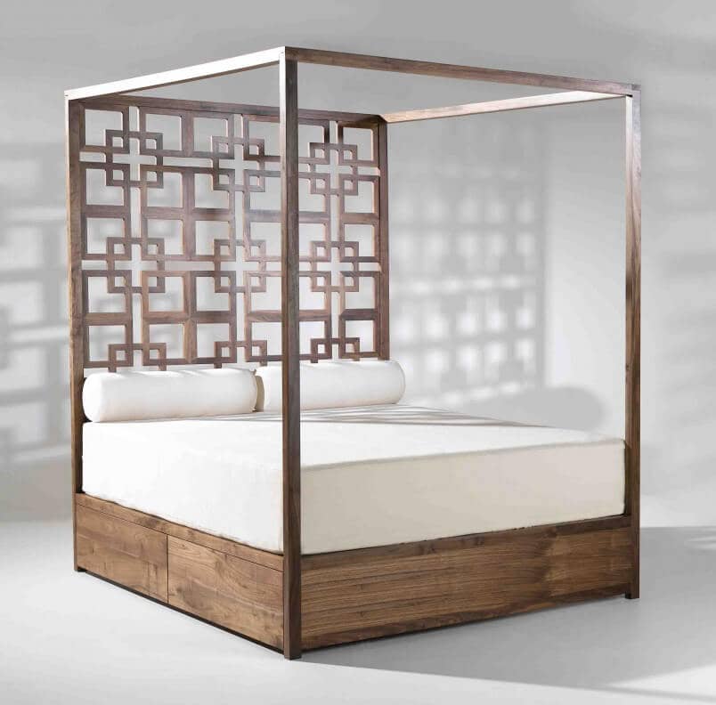 Minimalist Wooden Platform Bed With Asian-inspired Design