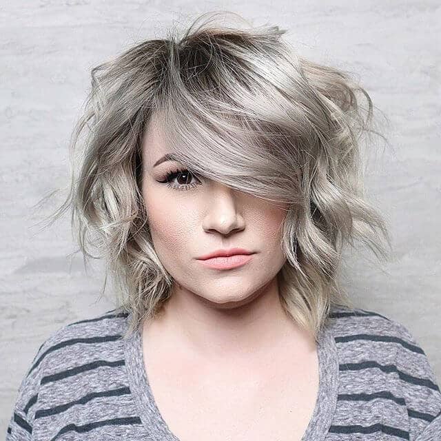 Swoopy Side Bangs with Soft Curls