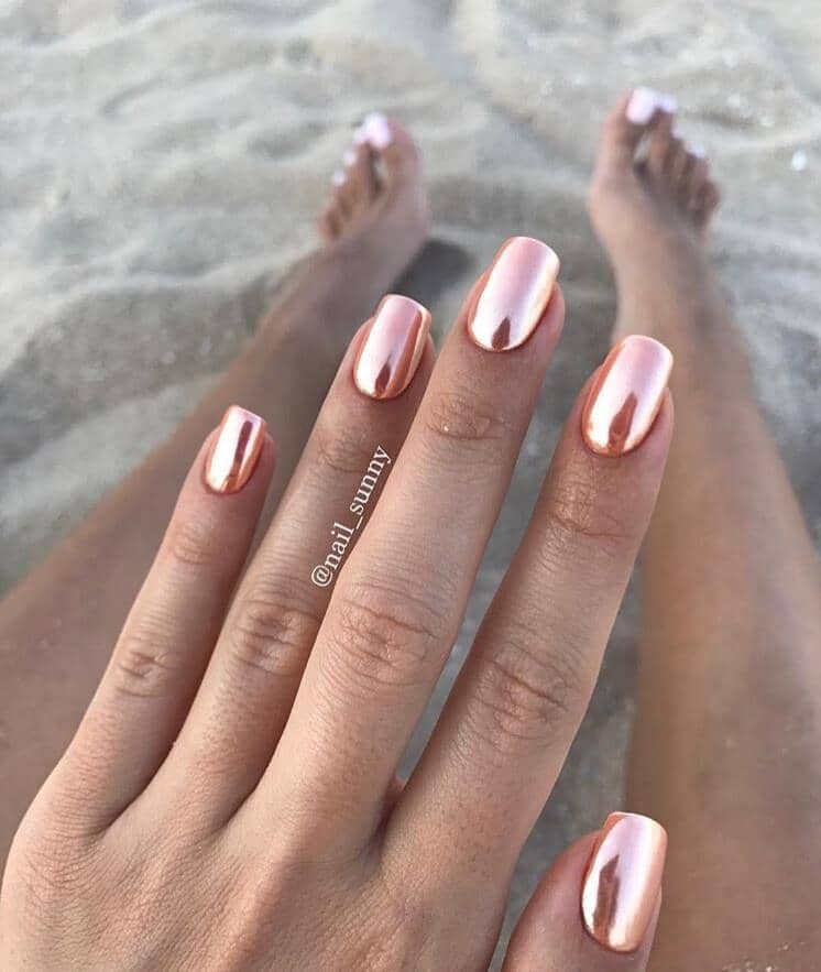 Matching Metallic Coral Mani and Pedi