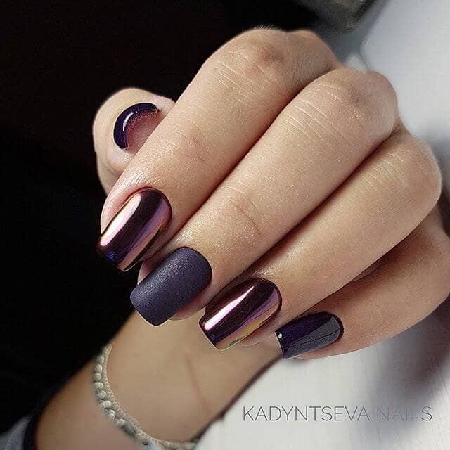 Shiny Nails with Matte Accents