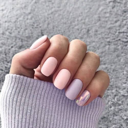 Pale Pastel Nail Polish Idea with Pearly Accents