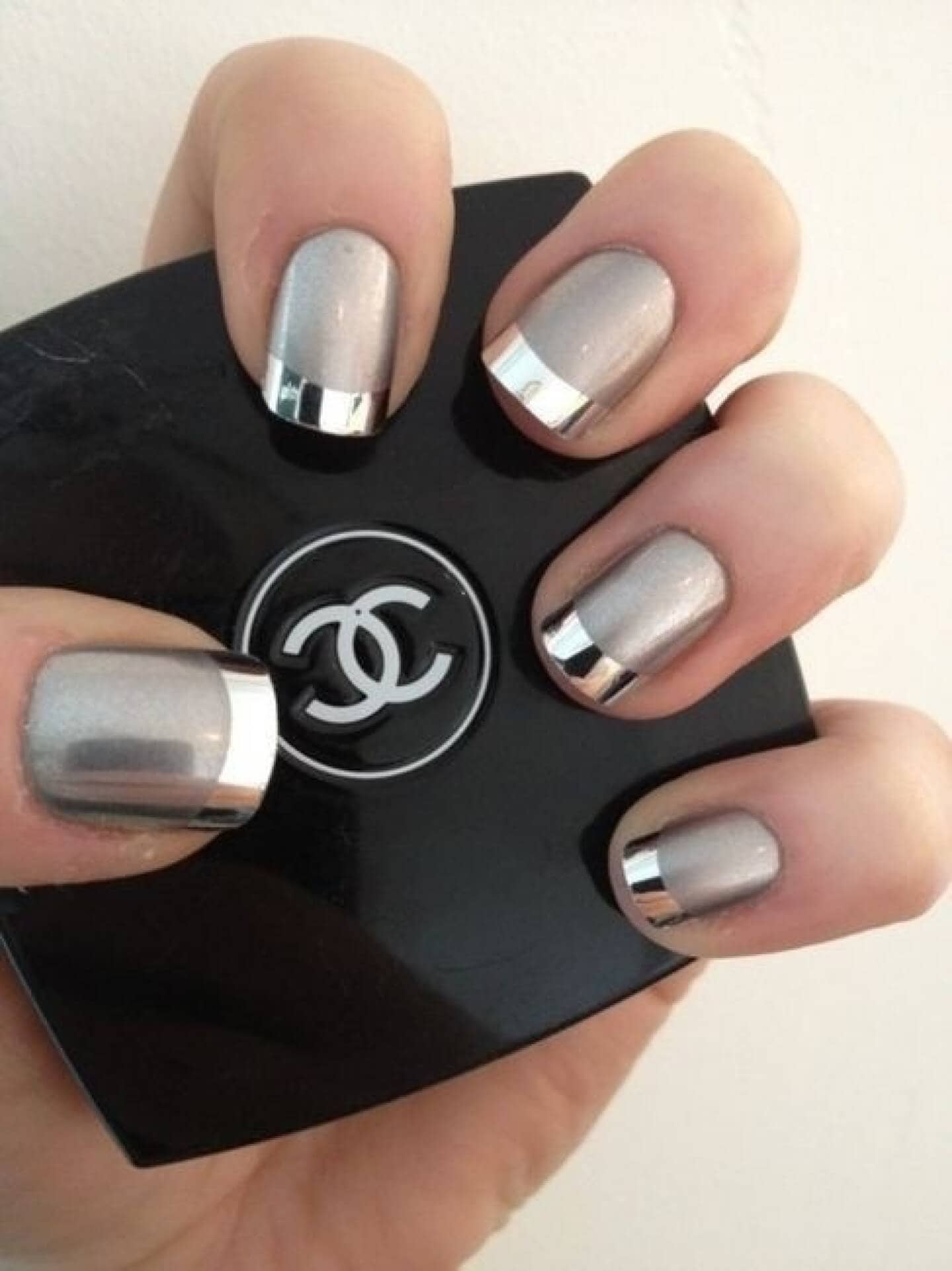 chrome nail ideas french tip