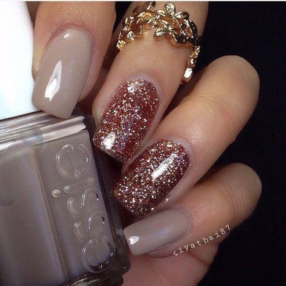 Soft Gray Creme With Copper Glitter