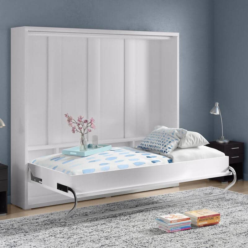 White Bookshelf Murphy Bed for Guests