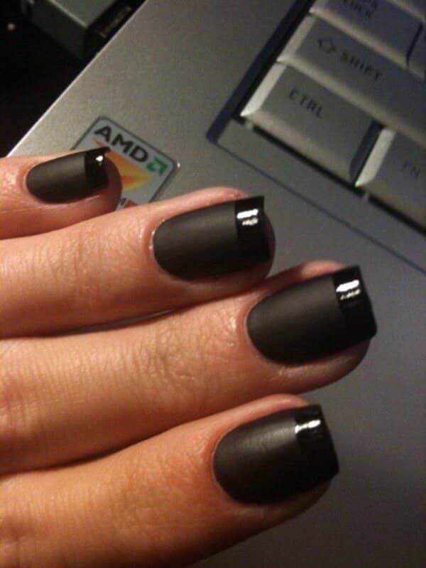All black french manicure style