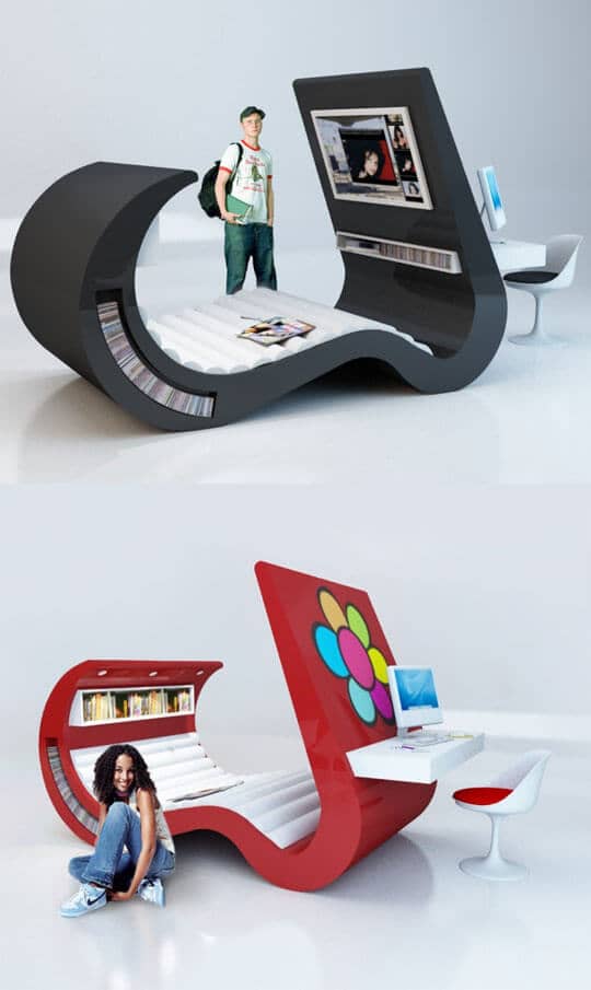 Multimedia Student Lounger With Desk and Storage