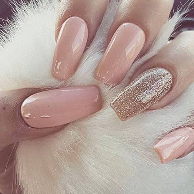 Long Nails with Rose Gold Glitter