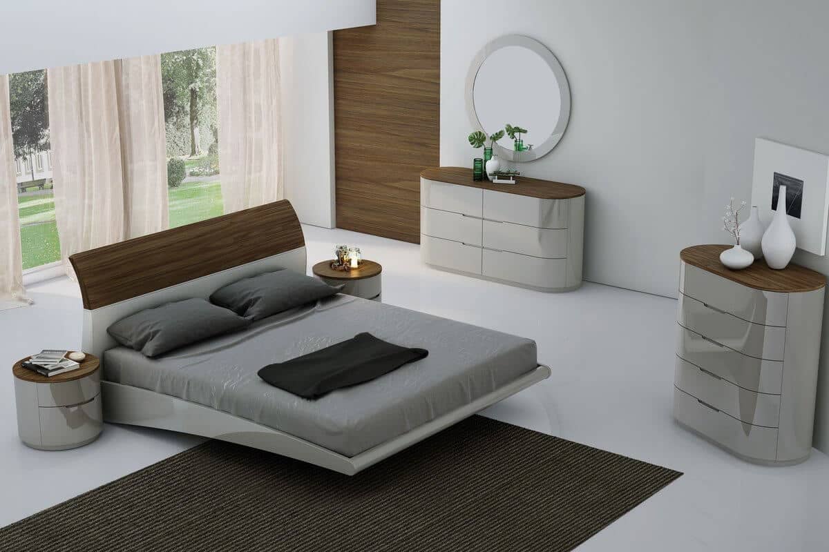 Updated Retro White and Wooden Floating Bed