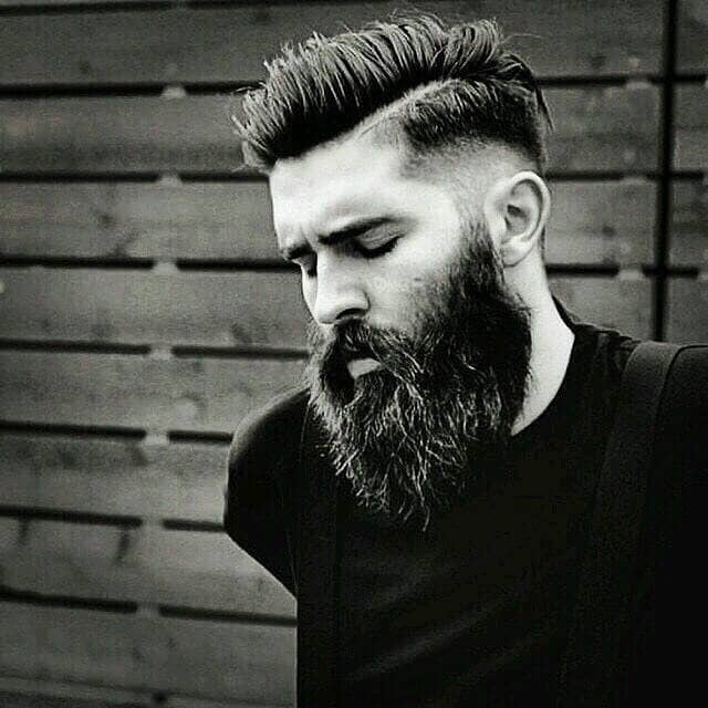 Short Undercut with a Hard Part and Beard