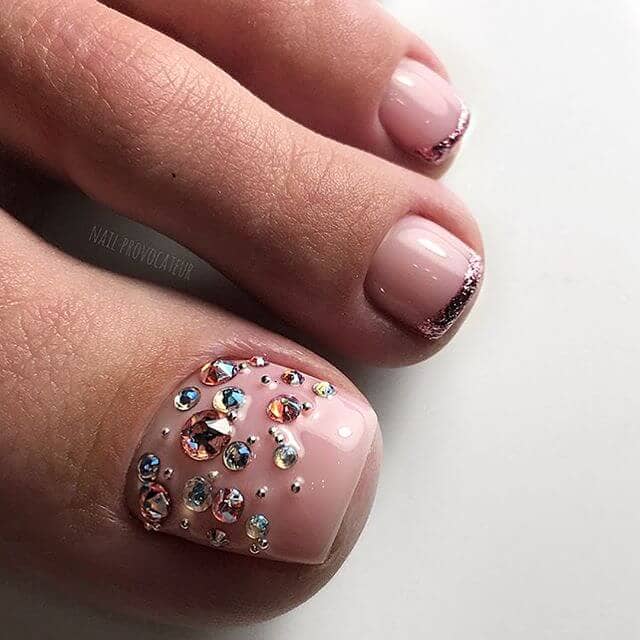 Pink with Crystals and Silver Glitter