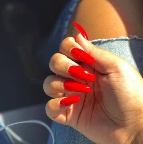 Matte Red Almond Acrylic Nails