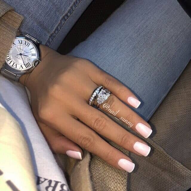 Pink and White French Tip Nails with Casual Elegance