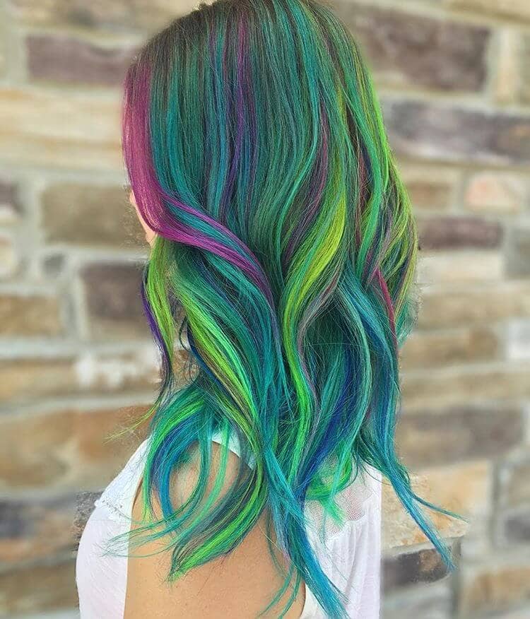 Green and Blue with Purple Highlights