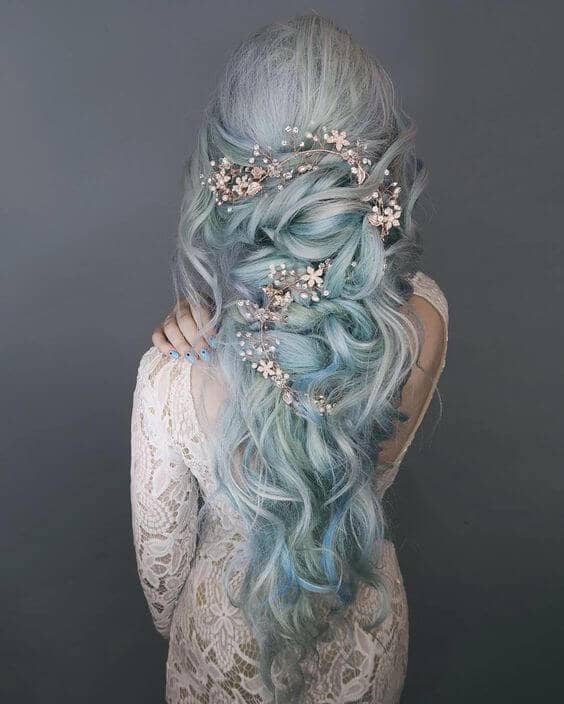 Romantic Waves in Pastel Blue Hair