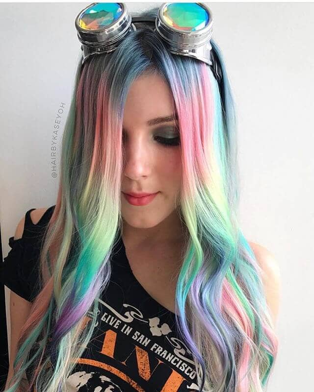 Pastel Rainbow Mermaid Hair Dye