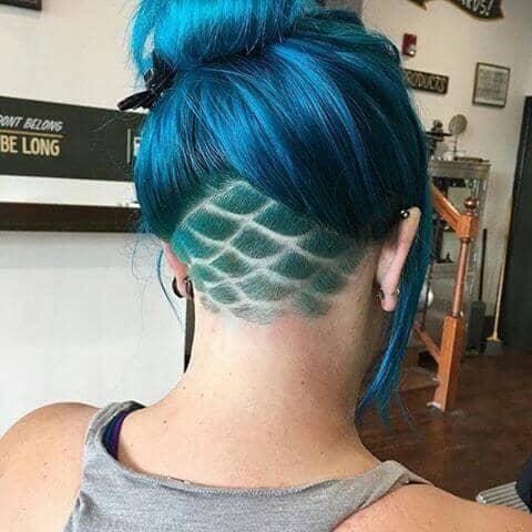 Saturated Turquoise Hair Color with Fish Scales