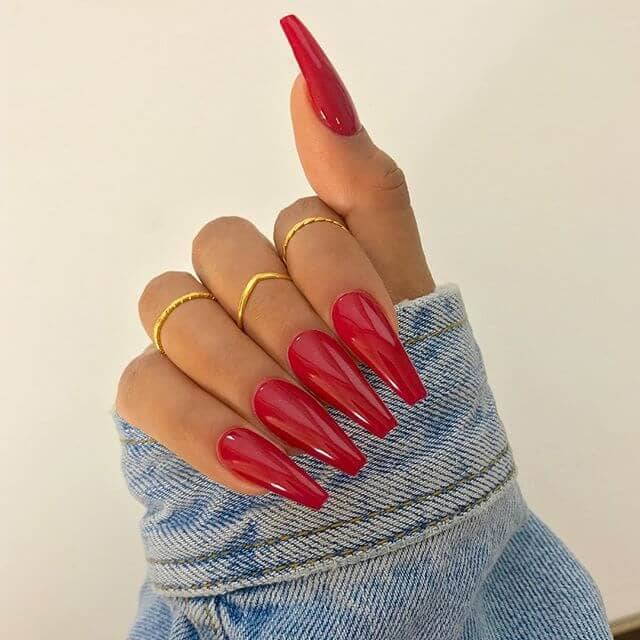 Red Ultra Long Coffin Nails