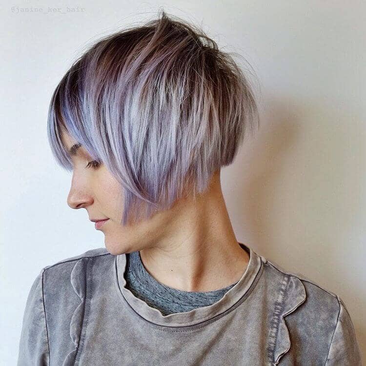 Edgy Violet Choppy Short Hair With Bangs