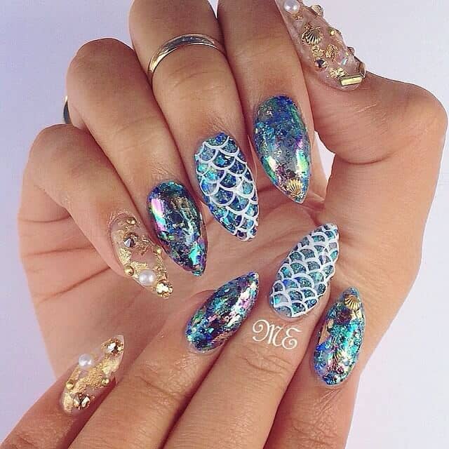 Best Decorated and Diverse Mermaid Nail Design