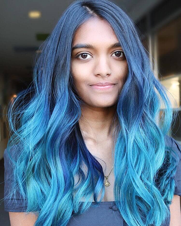 Blue Ombre Hair for Dark Hair Colors