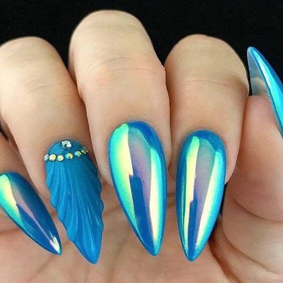 Blue Gem Stone Cut New Nail Trend