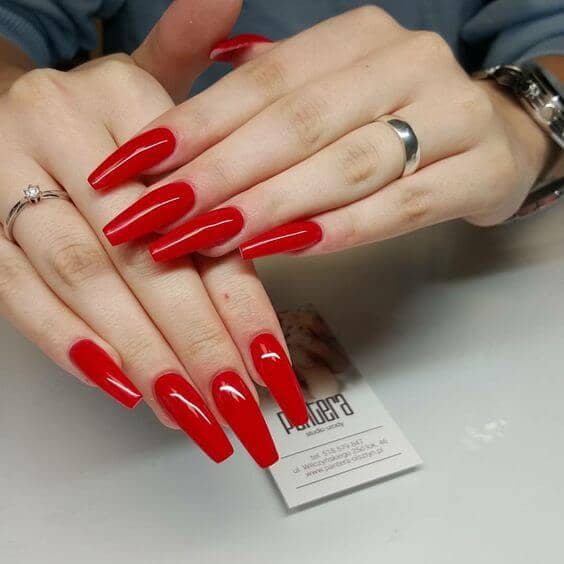 24 Bold Red Acrylic Nail Styles You’ll Adore