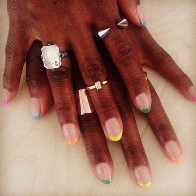 Rainbow French Tip Nails with Pizzazz