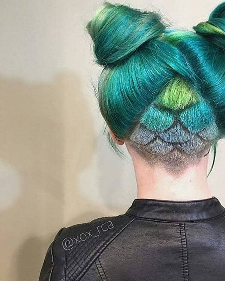 Dark Teal Hair in Messy Braid