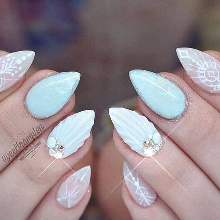 Coachella Festival Seashell Short Nail Designs