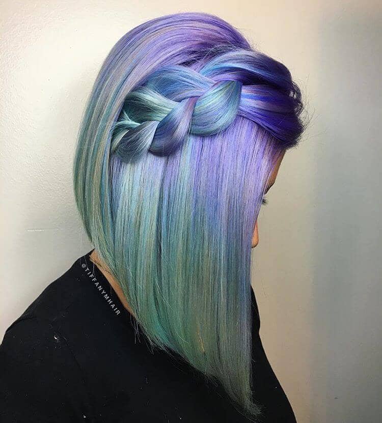 Sleek Blowout on Purple Ombre Hair