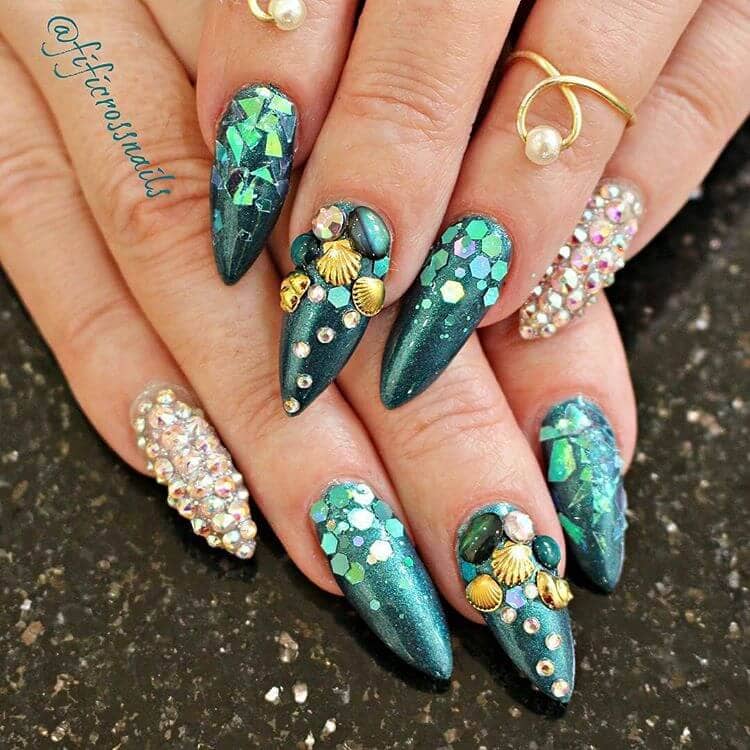 Royal Emerald Nail Color Gem Nail Art