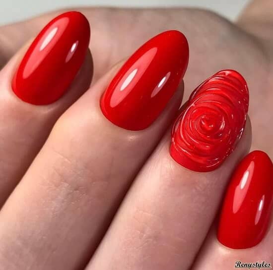 Look Into My Eyes Red 3D Swirl Round Nails<