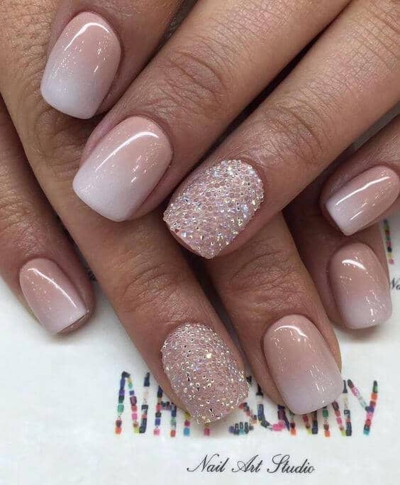 Classy Pink, White, and Glittery Manicure