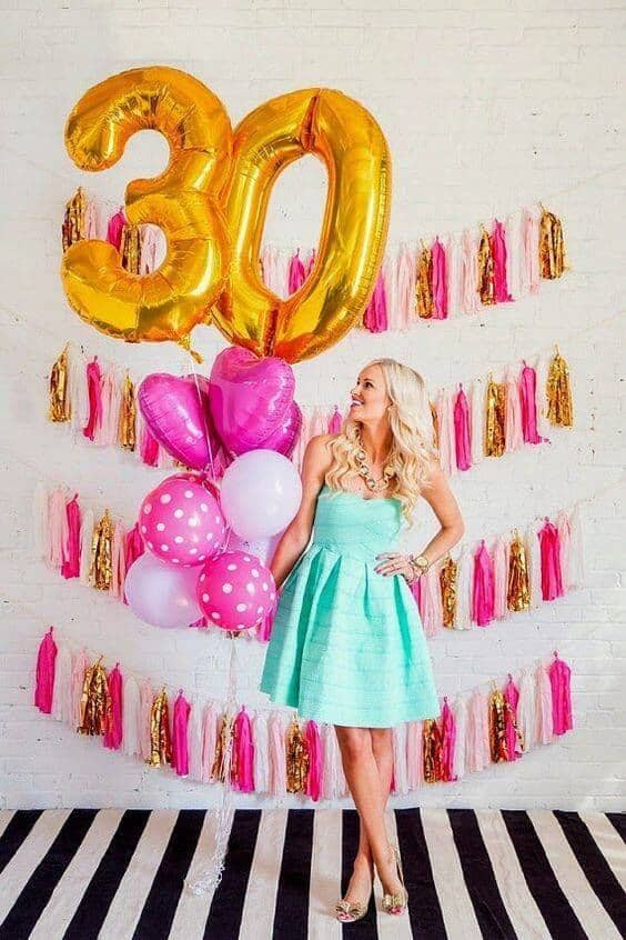 Pink and Gold 30th Birthday Party Idea