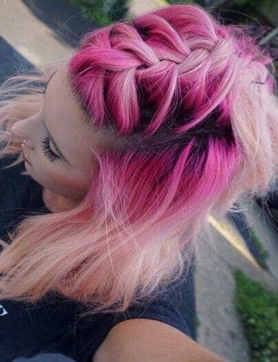 Hot Pink and Blonde Braided Hair