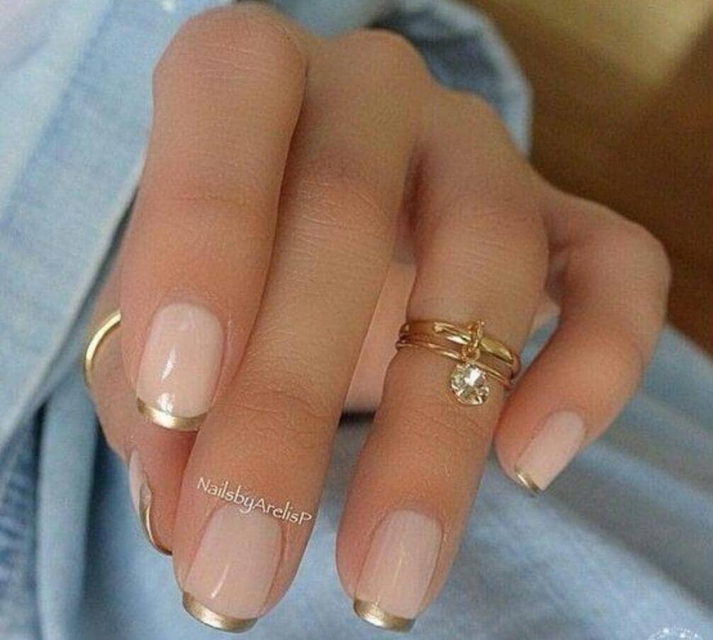 Pink and Gold Chrome French Tip Nails