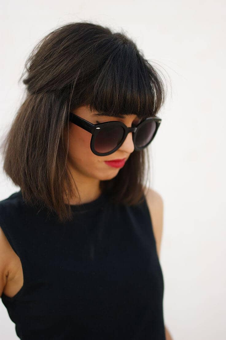 Simple Elegant Blunt Lob and Full Bangs