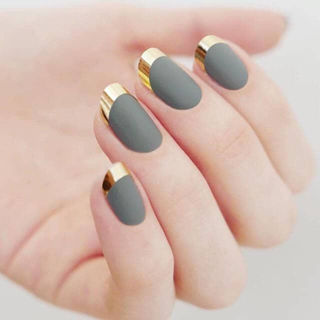 Unique Nail Designs with Gray and Gold