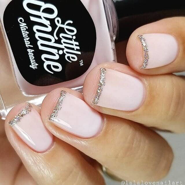 French Manicure With A Glitter Twist Pink Nail Art