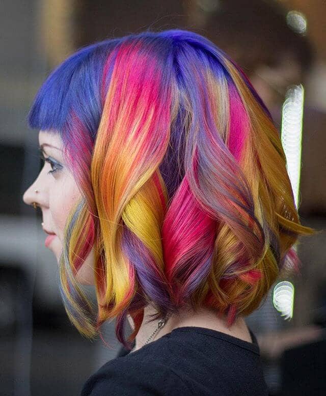 Chin-Length Rainbow Mermaid Bob