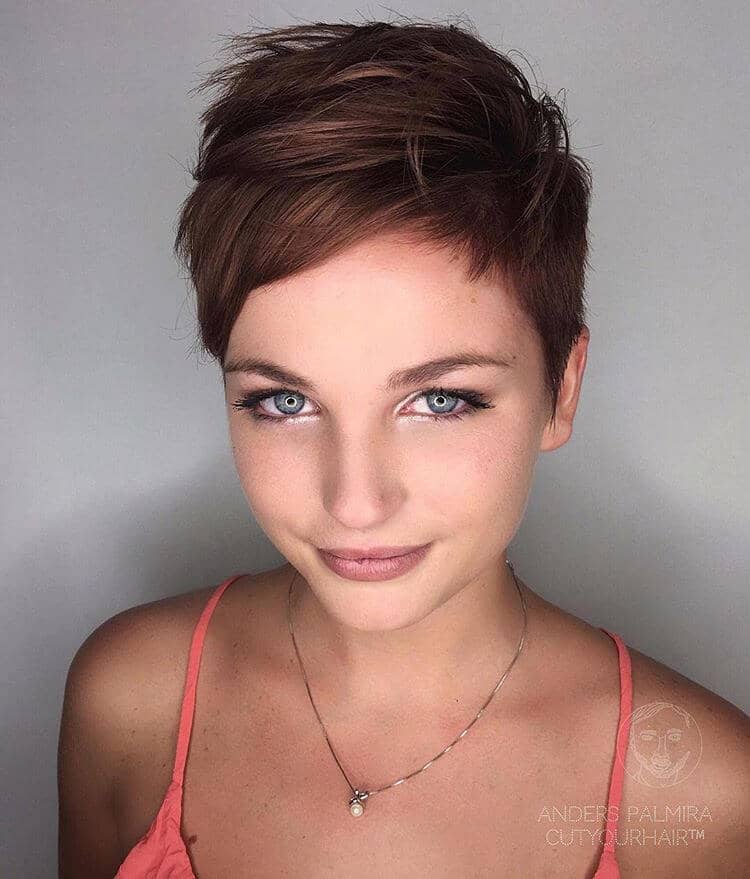 Pretty Gamine Pixie With Short a-symmetrical Baby Bangs