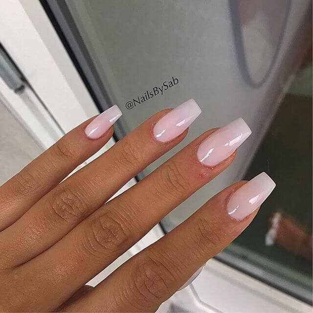Long Light Pink Acrylic Nails With A Square Tip Pink Nail Art