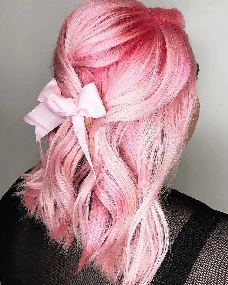 Medium Length Soft Pink Hair